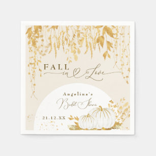 Serviette En Papier Chute en Love Gold Feuilles Fête des mariées