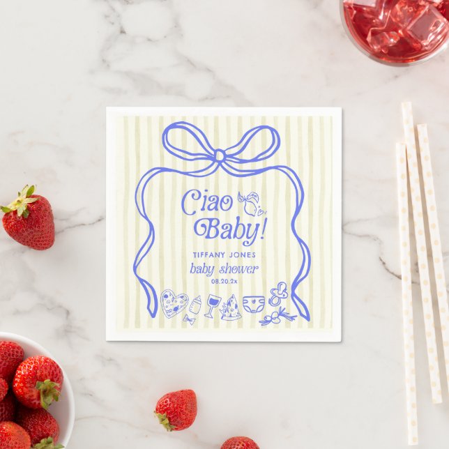 Serviette En Papier Ciao Baby  Citrons Italiens Baby Shower (En situation)