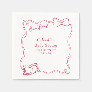 Serviette En Papier Ciao Baby Pâtes Dessinées à la main Baby shower ro