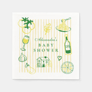 Serviette En Papier Ciao Bambino Baby shower en bande jaune
