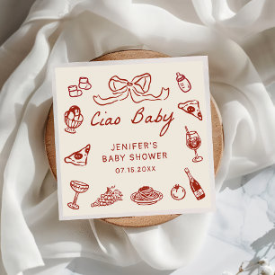 Serviette En Papier Ciao Bambino Baby shower italien illustré