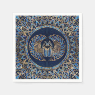 Serviette En Papier Ciboulette égyptienne dorée et marbre bleu