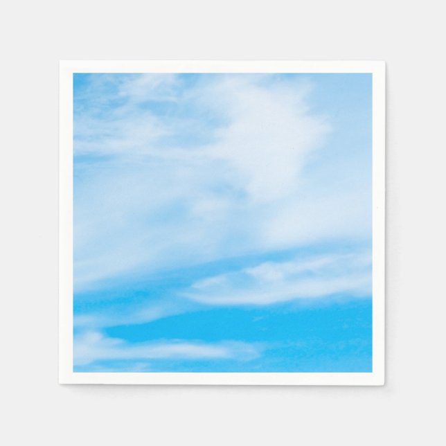 Serviette En Papier Ciel Bleu Blanc Nuages Modèle Élégant Moderne (Devant)