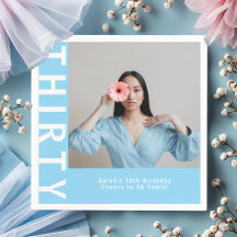 Ciel bleu personnalisé 30e anniversaire de fête Na