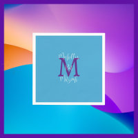 Ciel bleu violet blanc Nom du Bat mitzvah Monogram