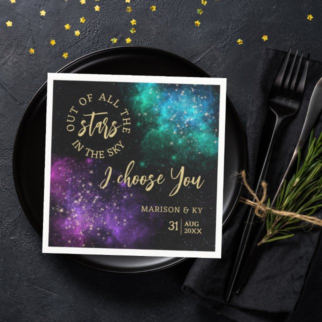 Serviette En Papier Ciel de nuit rose Turquoise Nebula Star Mariage (Créateur téléchargé)