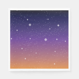 Serviette En Papier Ciel étoilé de coucher de soleil violet et or