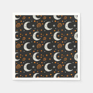 Serviette En Papier Ciel nocturne fantaisiste croissant lune Halloween