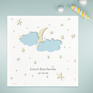 Serviette En Papier Ciel personnalisé avec Baby shower Lune et étoiles