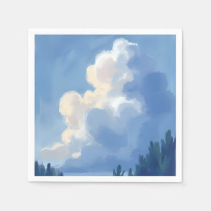 Serviette En Papier Cieux nuageux Peinture à l'aquarelle de la forêt