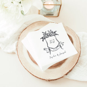 Serviette En Papier Cimetière à main avec Mariage Monogramme