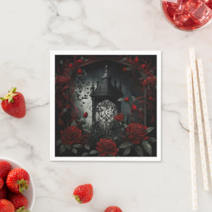 Serviette En Papier Cimetière gothique Jardin Rose avec Rouge et Noir