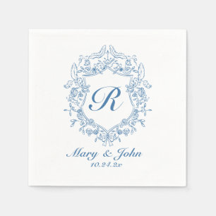 Serviette En Papier Cimier Bleu Personnalisé Mariage Cocktail Serviett