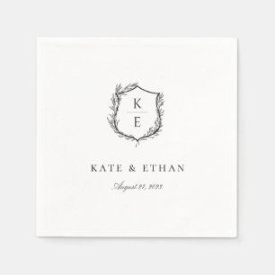 Serviette En Papier Cimier Botanique Monogramme Mariage serviettes