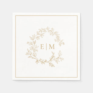 Serviette En Papier Cimier doré moderne Monogramme Mariage serviettes
