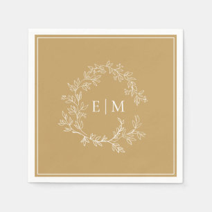Serviette En Papier Cimier doré moderne Monogramme Mariage serviettes