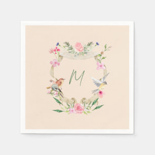 Serviette En Papier Cimier floral Monogramme Sexe Neutre