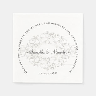 Serviette En Papier Cimier Rustique Blanc ivoire Vieux Mariage gothiqu