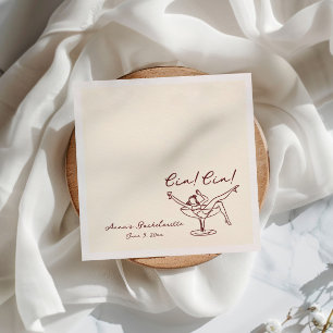 Serviette En Papier Cin Cin Maroon main tiré Bachelorette