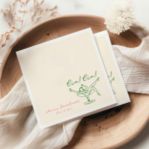 Serviette En Papier Cin Cin Vert Rose Bachelorette