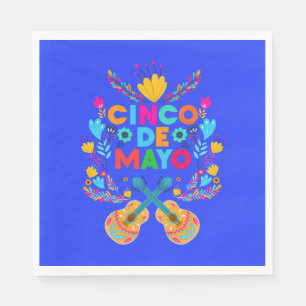 Serviette En Papier Cinco De Mayo fleurs et guitares