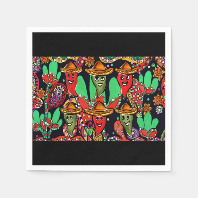 Serviette En Papier Cinco de Mayo Peppers (Devant)
