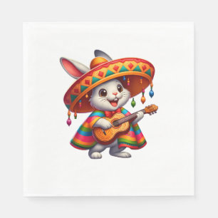 Serviette En Papier Cinco de Mayo Rabbit portant des Sombrero Mexicain