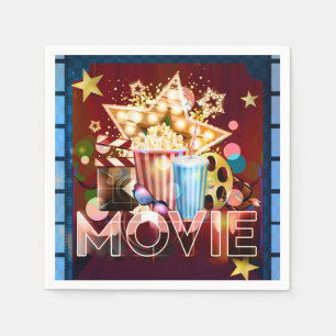 Serviette En Papier Cinéma Films Vidéo Nuit Anniversaire Fête