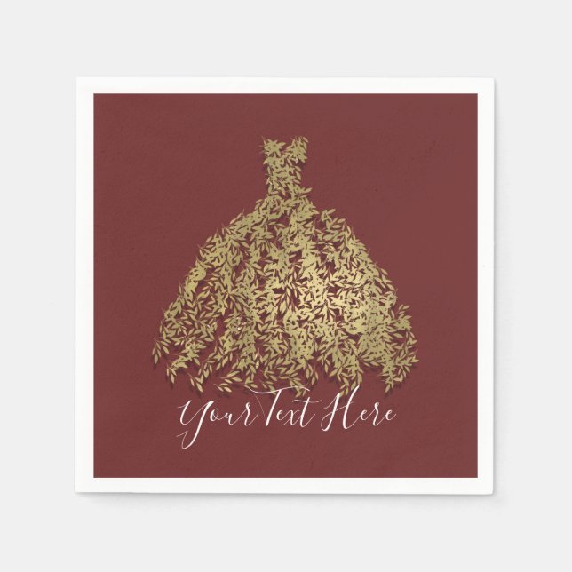 Serviette En Papier Cinnamon Gold Rustic Robe Botanique Fête des marié (Devant)