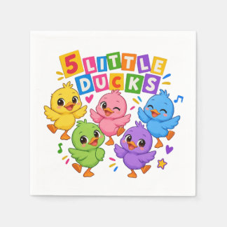Serviette En Papier Cinq petits canards colorés dansant