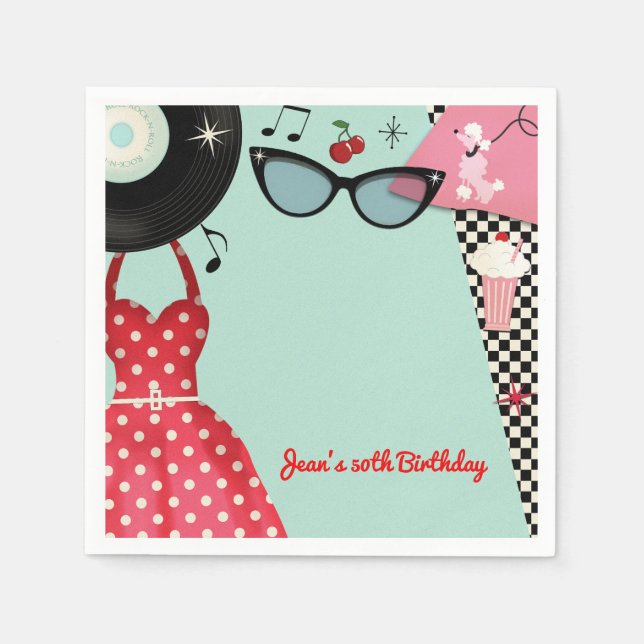 Serviette En Papier Cinquante ans 1950 s'habiller Parti Vintage rétro (Devant)