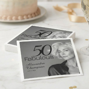 Serviette En Papier Cinquante ans et Fabuleux Nom Date 50e Photo Fête