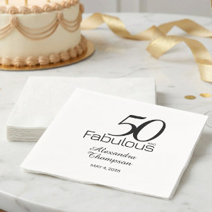 Serviette En Papier Cinquante ans et Fabuleux Nom Date Fête d'annivers