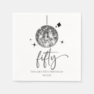 Serviette En Papier Cinquante Boule à Facettes Argentée Fête d'anniver