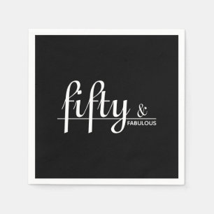 Serviette En Papier Cinquante et FABULE Black & White 50e fête d'anniv