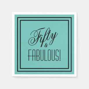 Serviette En Papier Cinquante et FABULEUX ! Anniversaire Turquoise et