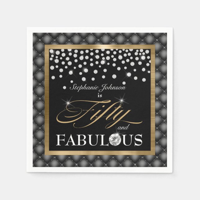 Serviette En Papier Cinquante et fabuleux Diamants d'or noir Glamour (Devant)