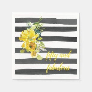 Serviette En Papier Cinquante et fabuleux fête d'anniversaire florale
