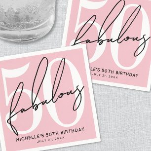 Serviette En Papier Cinquante Et Fabuleux Rose Foncé 50e Anniversaire