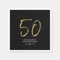 Cinquante | Gold & Black Lettering 50th Birthday P
