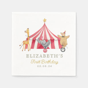 Serviette En Papier Cirque Aquarelle Anniversaire animaux mignons