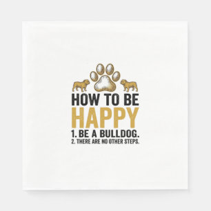 Serviette En Papier Citation Bulldog Heureux Gravure Vintage Amoureux