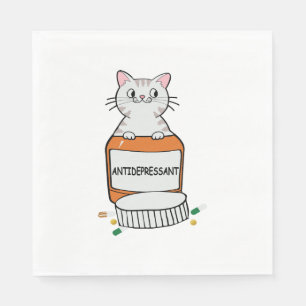 Serviette En Papier Citation de chat drôle Antidépresseur Amateur de c