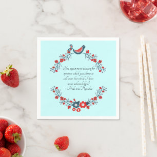 Serviette En Papier Citation de Jane Austen, Orgueil et Préjugés Flora