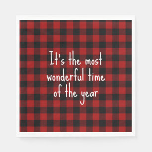 Serviette En Papier Citation de Noël sur Buffalo Plaid