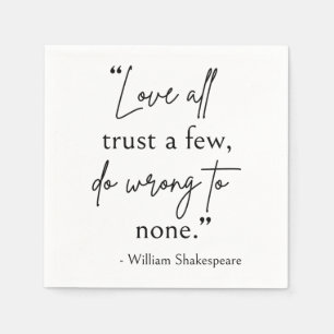 Serviette En Papier Citation De Shakespeare - Amour, Confiance Et Erre
