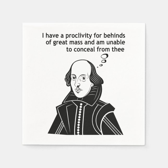Serviette En Papier Citation drôle de Shakespeare (Devant)