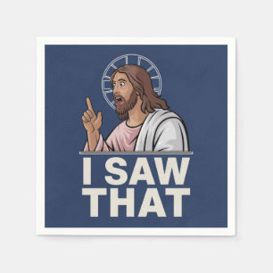 Serviette En Papier Citation Drôle Jésus Meme J'ai Vu Ça Affiche Chrét