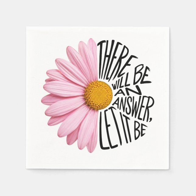 Serviette En Papier Citation inspirante et marguerite rose (Devant)