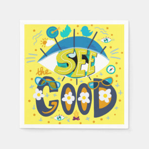 Serviette En Papier Citation inspirante positive vibrante jaune d'été